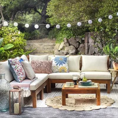 Juego de Lounge terraza acacia 8 personas sentadas