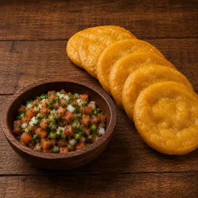 Bandeja de 100 sopaipillas con pebre