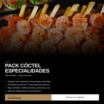 Pack Cóctel Especialidades · 50 Personas