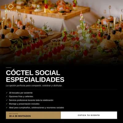 Cóctel Social Especialidades · 30 a 39 asistentes