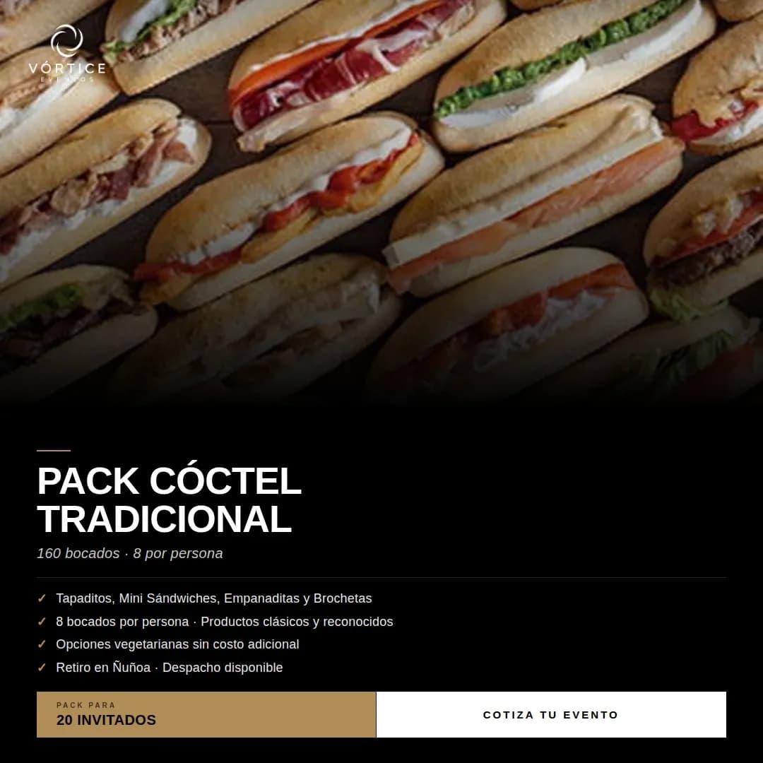 Pack Cóctel Tradicional · 20 Personas