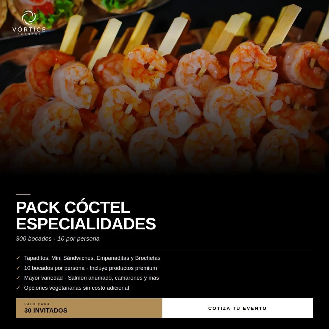 Pack Cóctel Especialidades · 30 Personas