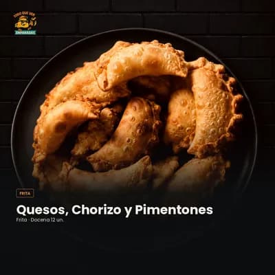 Empanada Quesos, Chorizo Español y Pimentones — Frita (Docena 12 un.)