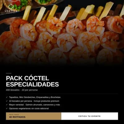 Pack Cóctel Especialidades · 40 Personas