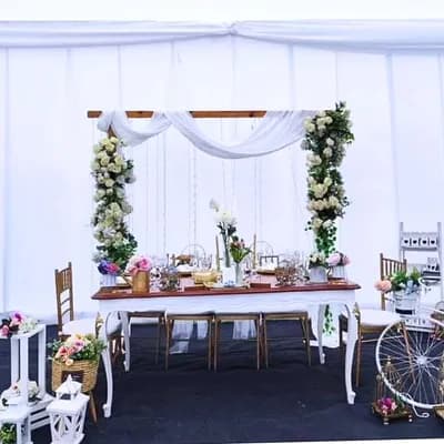 Decoración mesa de torta con arco