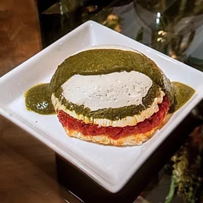 Terrine de queso crema con pimientos acaramelados y pesto 250 gr