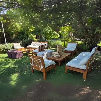 Juego de Lounge terraza acacia 8 personas sentadas